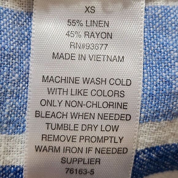 Ana A New Approach Linen Pants Size XS Green Blue Striped With Pockets - Picture 10 of 11